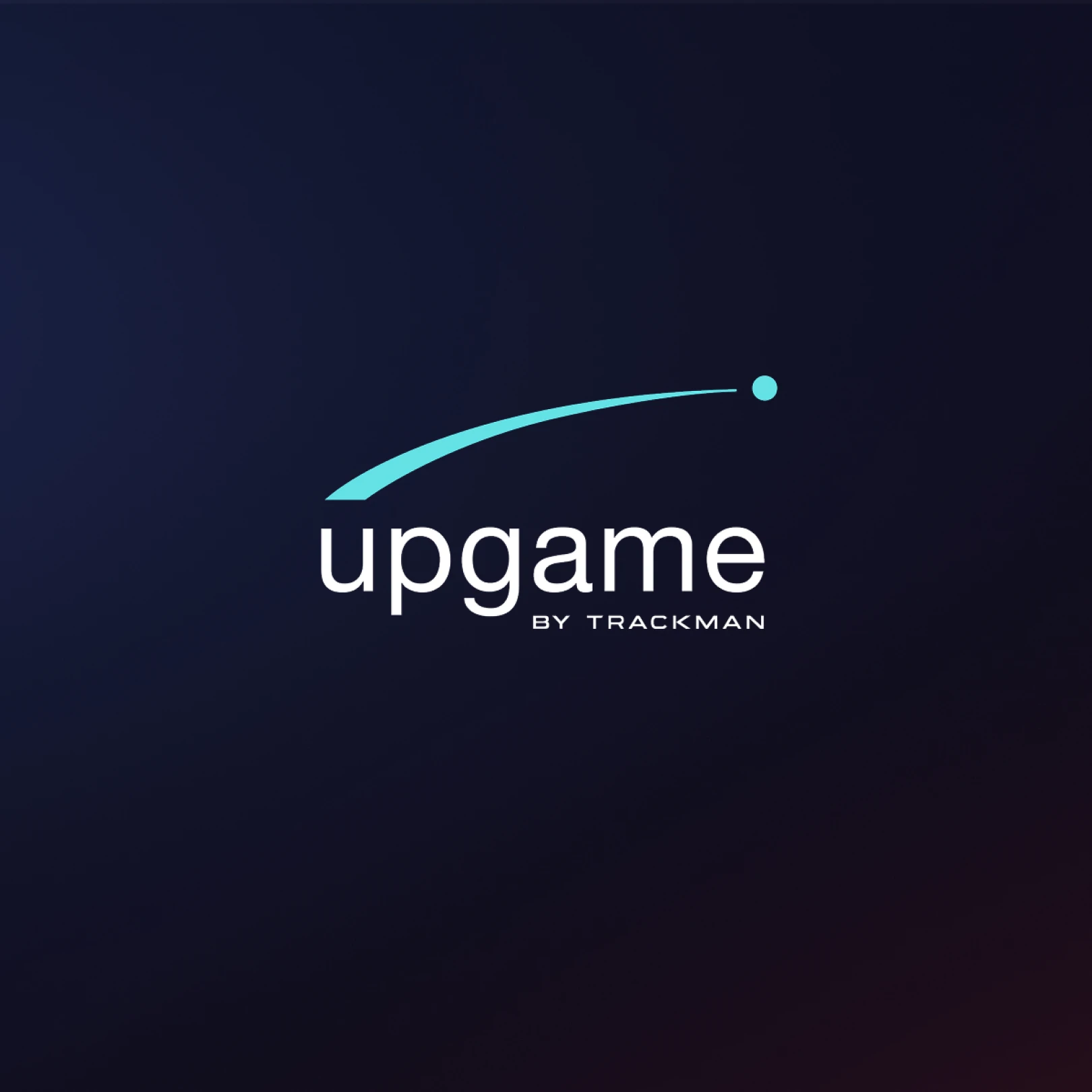 Logo reading "upgame by Trackman" with a stylized arrow pointing upwards on a dark blue background.